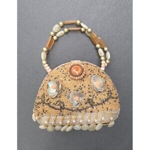 Expressions NYC Purse Handbag, Multicolored, Beaded, Shells Evening Boho